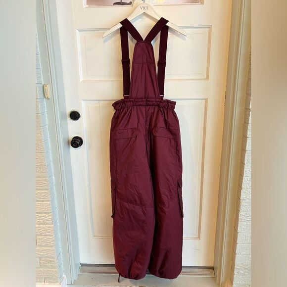NWT free people movement dew point ski pants overalls maroon oxblood wine - Picture 3 of 9